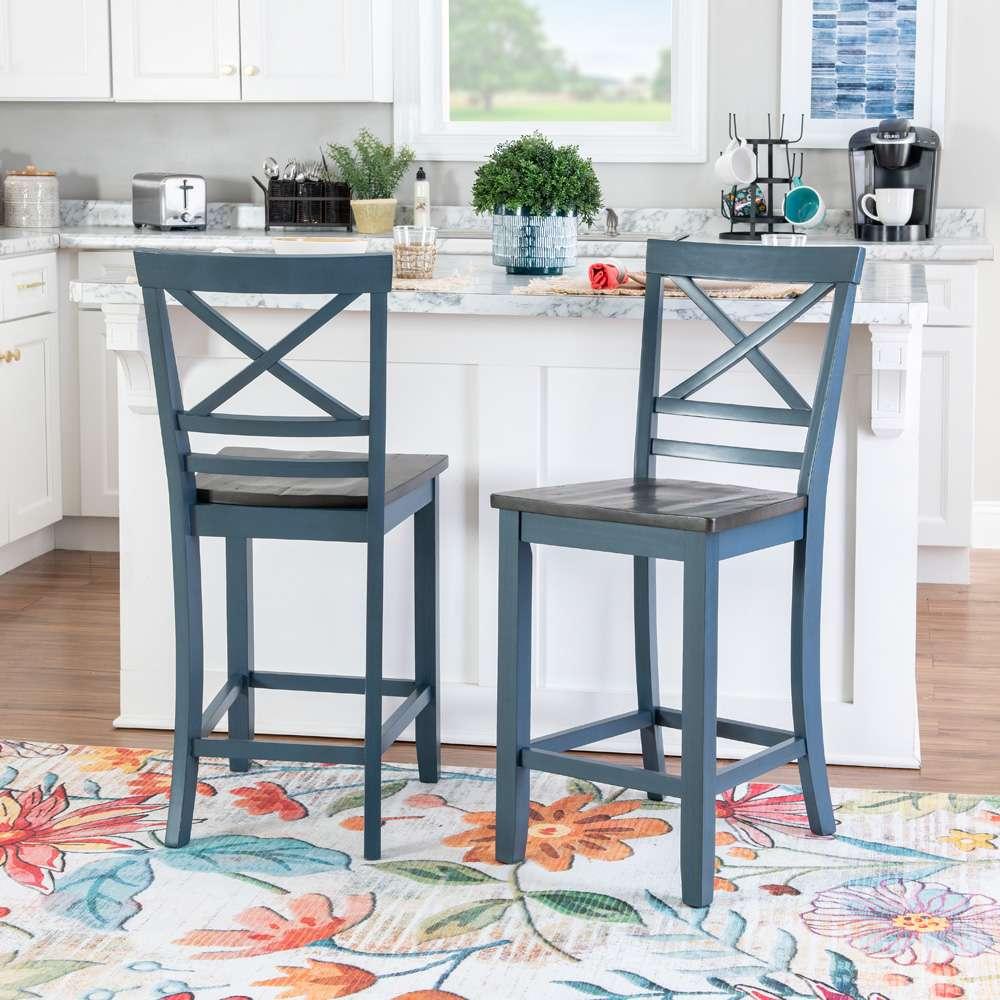 Powell Company - Aliza Counter Stools, Blue (Set of 2) - D1519LD23BLUCS veiw 6