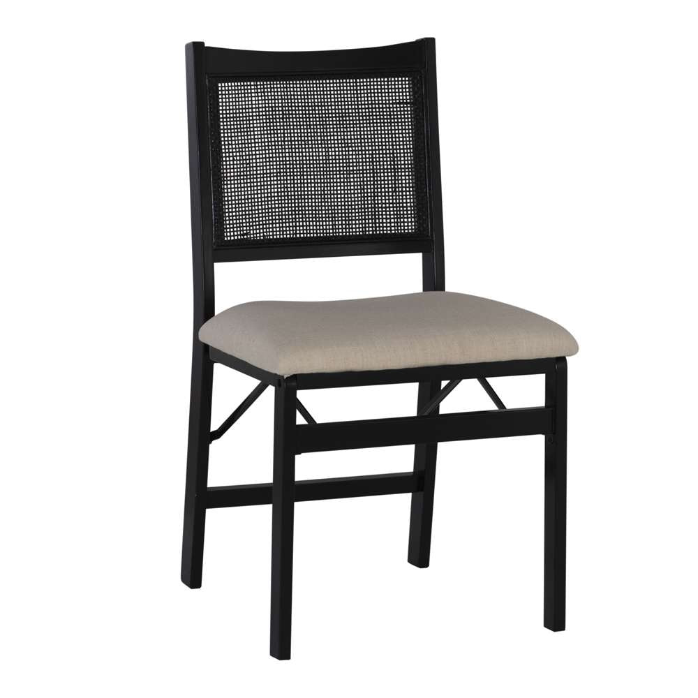 Powell Company - Bauer Cane Folding Chair, Black/Beige Cushion - D1485D22FCB veiw 1