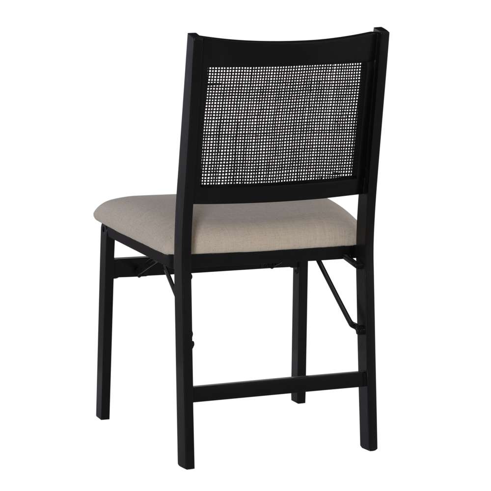 Powell Company - Bauer Cane Folding Chair, Black/Beige Cushion - D1485D22FCB veiw 4