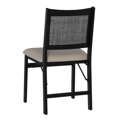 Powell Company - Bauer Cane Folding Chair, Black/Beige Cushion - D1485D22FCB veiw 4