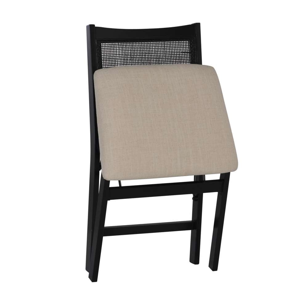 Powell Company - Bauer Cane Folding Chair, Black/Beige Cushion - D1485D22FCB veiw 6
