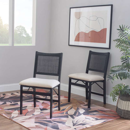 Powell Company - Bauer Cane Folding Chair, Black/Beige Cushion - D1485D22FCB veiw 9