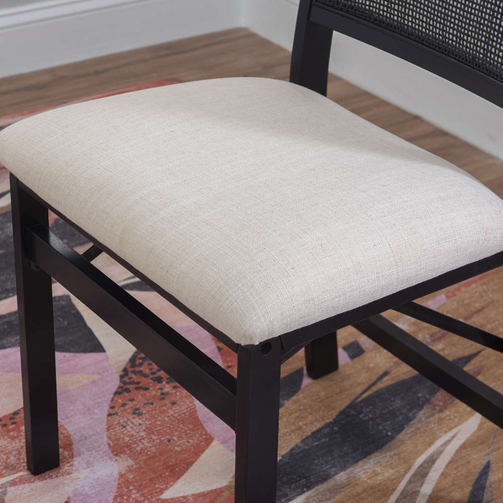 Powell Company - Bauer Cane Folding Chair, Black/Beige Cushion - D1485D22FCB veiw 11