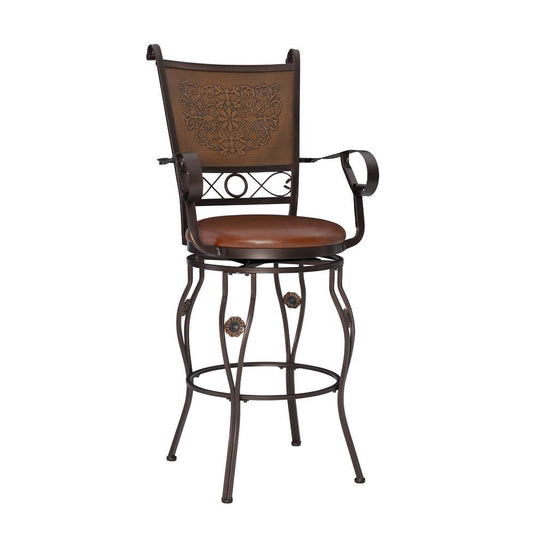 Powell Company - Beatrix Big & Tall Copper Stamped Back Barstool With Arms - 222-432 veiw 2