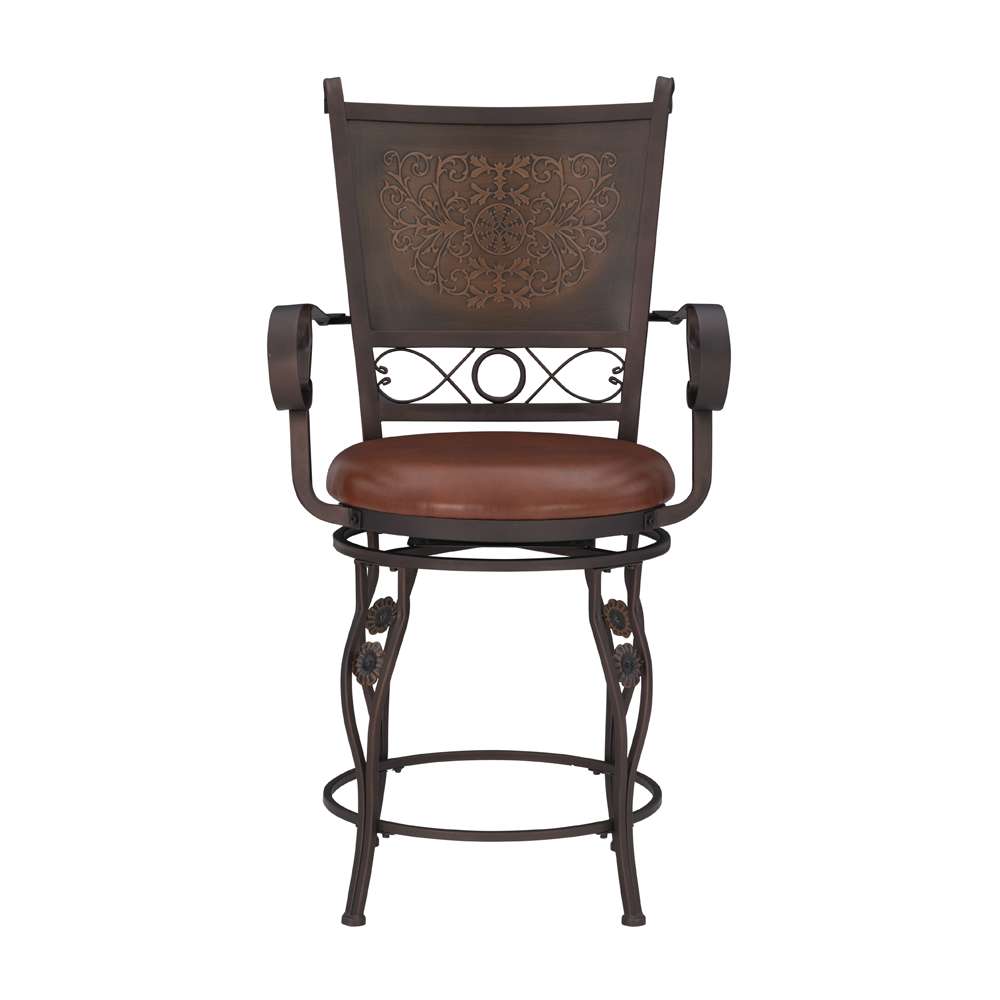 Powell Company - Beatrix Big & Tall Copper Stamped Back Counter Stool With Arms - 222-430 veiw 2