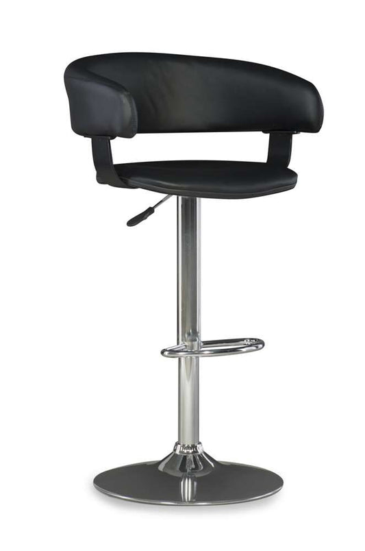 Powell Company - Black Faux Leather Barrel & Chrome Adjustable Height Bar Stool - 212-915 veiw 1