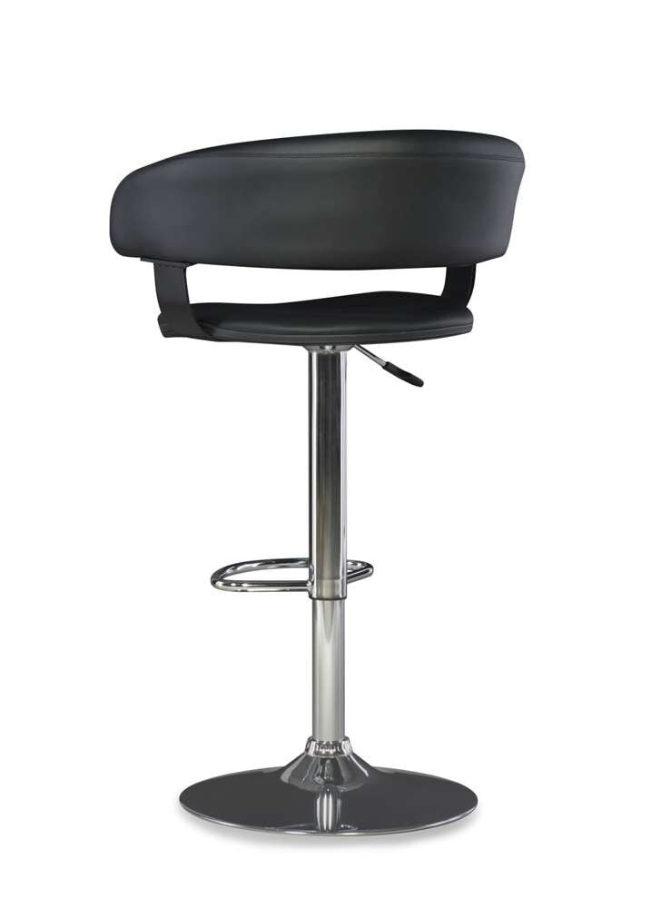 Powell Company - Black Faux Leather Barrel & Chrome Adjustable Height Bar Stool - 212-915 veiw 4