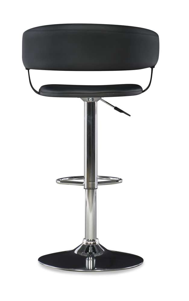 Powell Company - Black Faux Leather Barrel & Chrome Adjustable Height Bar Stool - 212-915 veiw 5