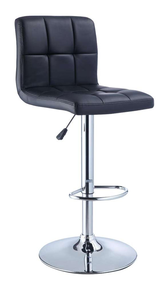 Powell Company - Black Quilted Faux Leather & Chrome Adjustable Height Bar Stool - 212-851 veiw 1