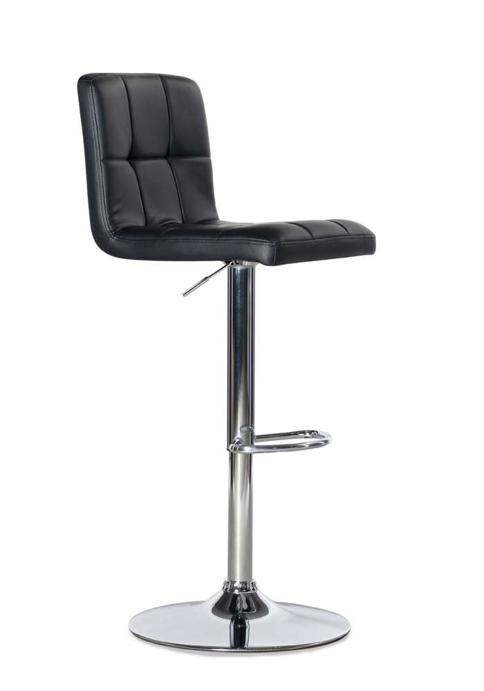 Powell Company - Black Quilted Faux Leather & Chrome Adjustable Height Bar Stool - 212-851 veiw 3
