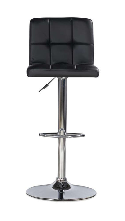 Powell Company - Black Quilted Faux Leather & Chrome Adjustable Height Bar Stool - 212-851 veiw 4