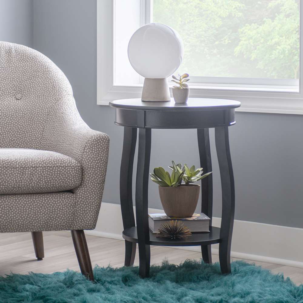 Powell Company - Black Round Table With Shelf - 528-269 veiw 5
