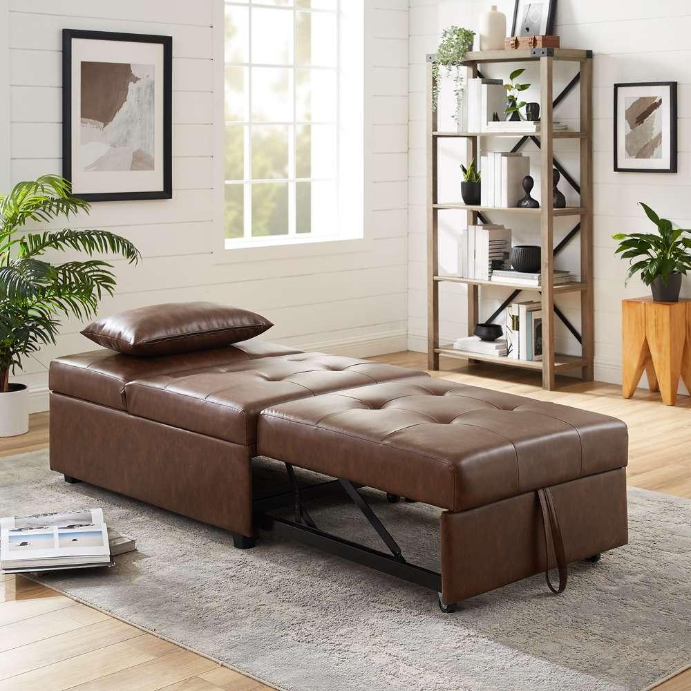 Powell Company - Boone Sofa Bed, Brown Faux Leather - D1099S17BP veiw 2