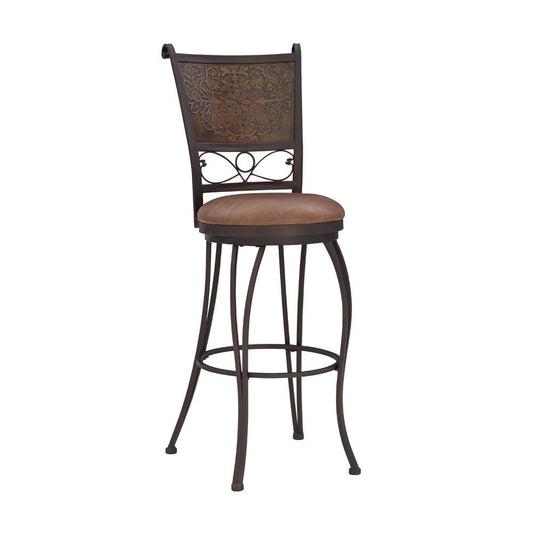Powell Company - Bronze With Muted Copper Stamped Back Bar Stool, 30in Seat Height - 222-847 veiw 1