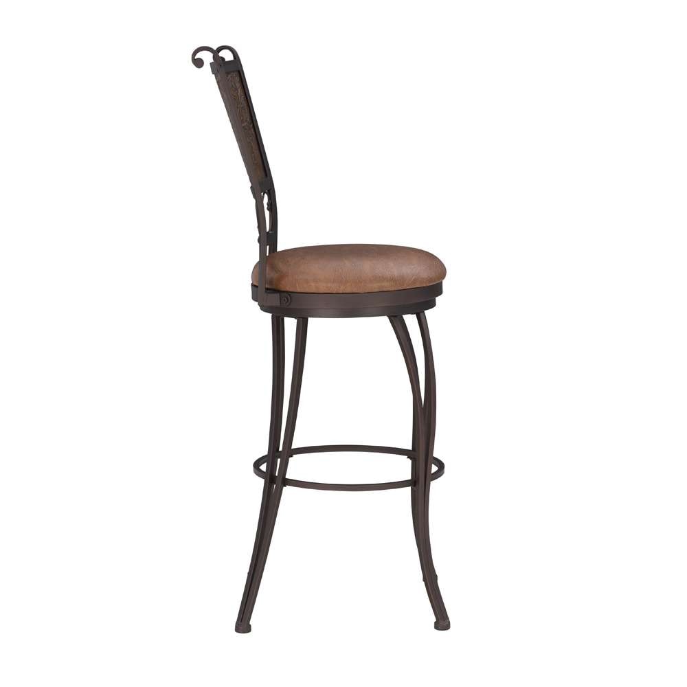 Powell Company - Bronze With Muted Copper Stamped Back Bar Stool, 30in Seat Height - 222-847 veiw 3