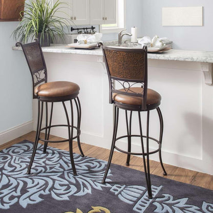 Powell Company - Bronze With Muted Copper Stamped Back Bar Stool, 30in Seat Height - 222-847 veiw 6