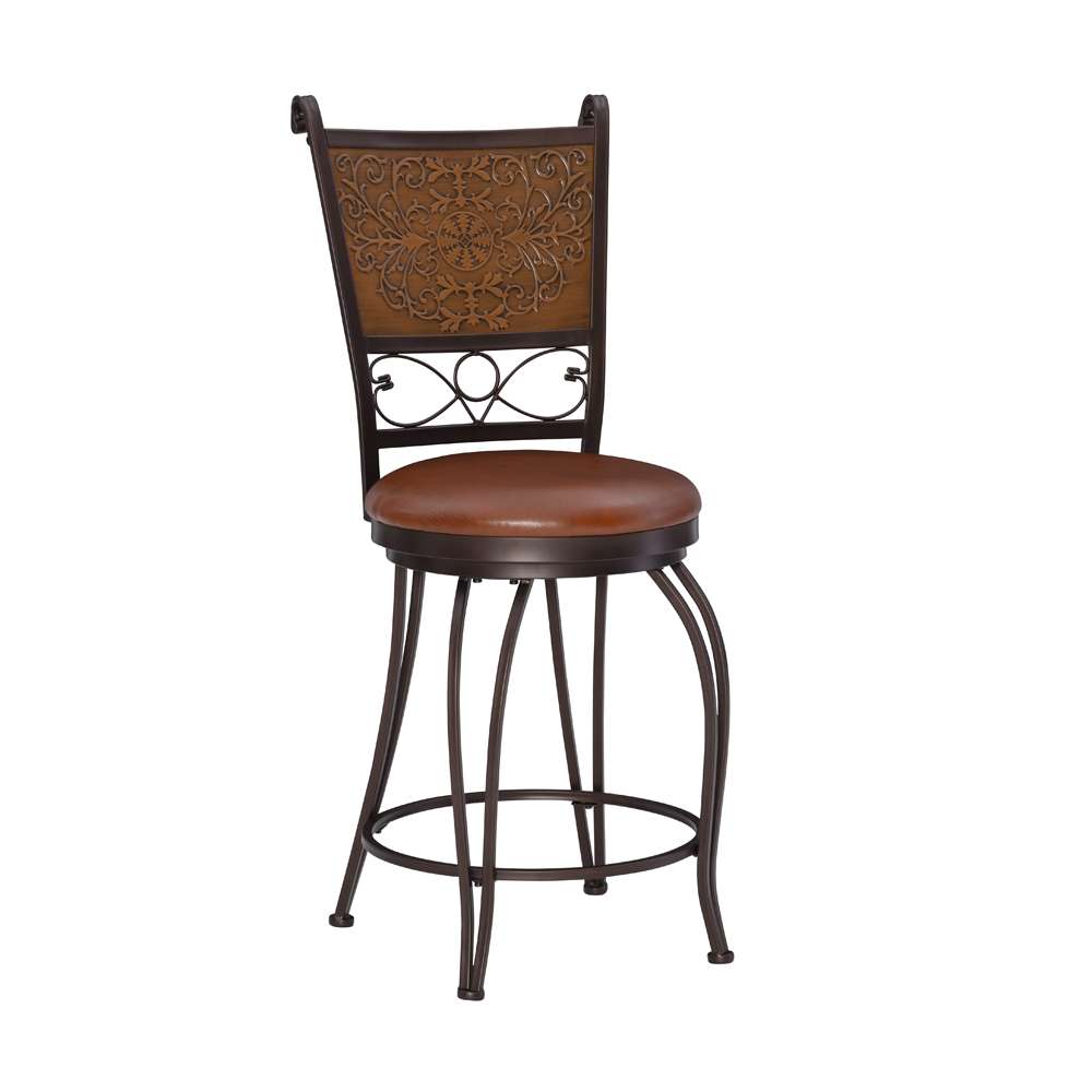Powell Company - Bronze With Muted Copper Stamped Back Counter Stool - 222-918 veiw 1