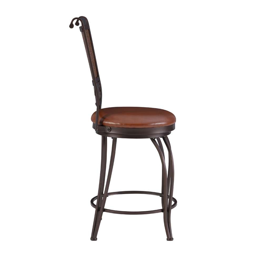 Powell Company - Bronze With Muted Copper Stamped Back Counter Stool - 222-918 veiw 3