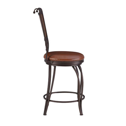 Powell Company - Bronze With Muted Copper Stamped Back Counter Stool - 222-918 veiw 3