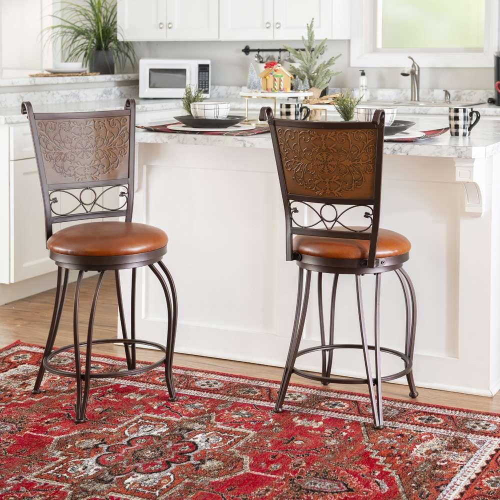 Powell Company - Bronze With Muted Copper Stamped Back Counter Stool - 222-918 veiw 6