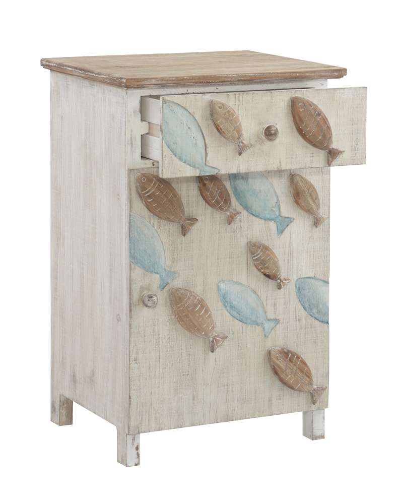 Powell Company - Caspian Fish Storage Side End Table, White - D1299A19SC veiw 6