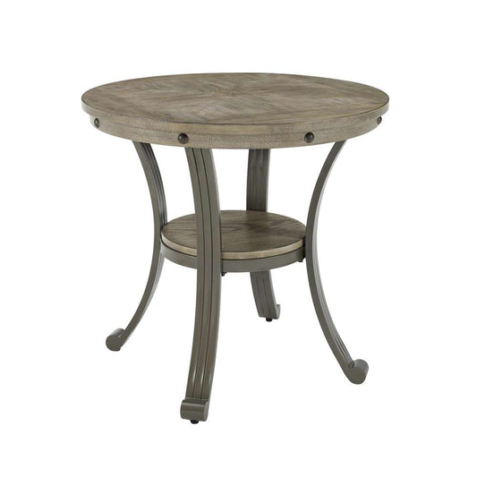 Powell Company - Franklin Metal And Wood Round Side Table Pewter - D1338A20ST veiw 1