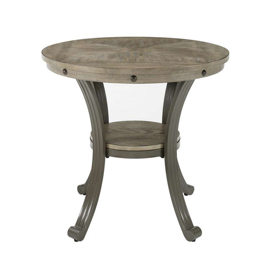 Powell Company - Franklin Metal And Wood Round Side Table Pewter - D1338A20ST veiw 2