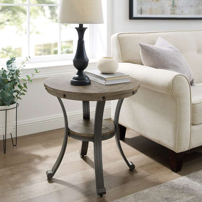 Powell Company - Franklin Metal And Wood Round Side Table Pewter - D1338A20ST veiw 4