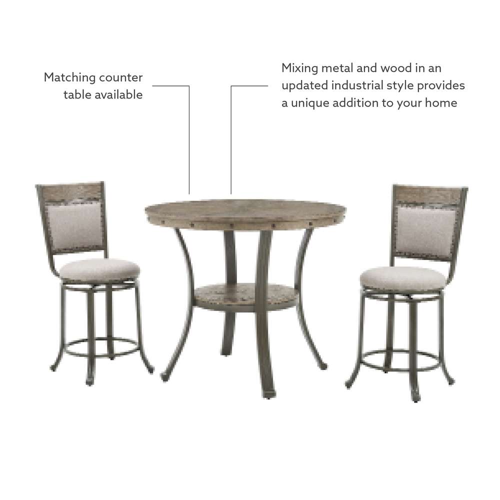 Powell Company - Franklin Swivel Counter Stool, Pewter - D1283B19CS veiw 2