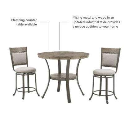 Powell Company - Franklin Swivel Counter Stool, Pewter - D1283B19CS veiw 2