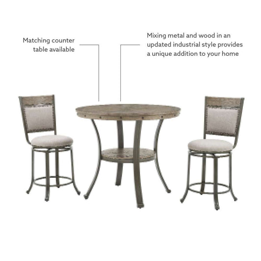 Powell Company - Franklin Swivel Counter Stool, Pewter - D1283B19CS veiw 2