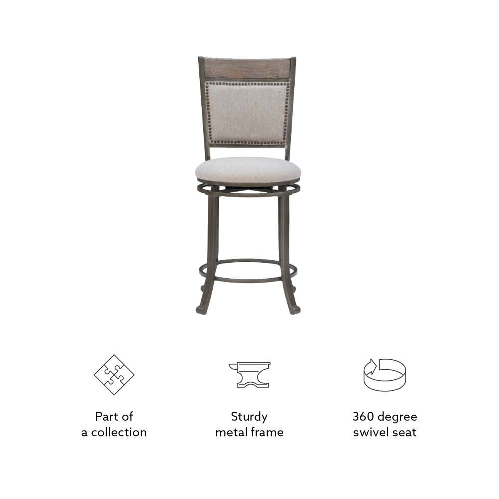 Powell Company - Franklin Swivel Counter Stool, Pewter - D1283B19CS veiw 4