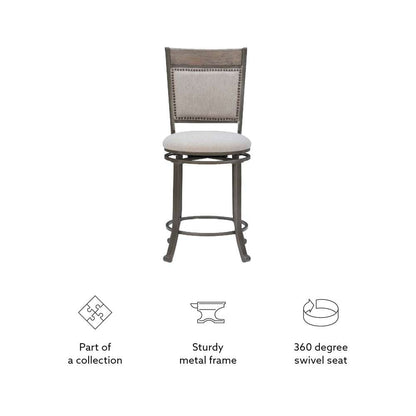 Powell Company - Franklin Swivel Counter Stool, Pewter - D1283B19CS veiw 4