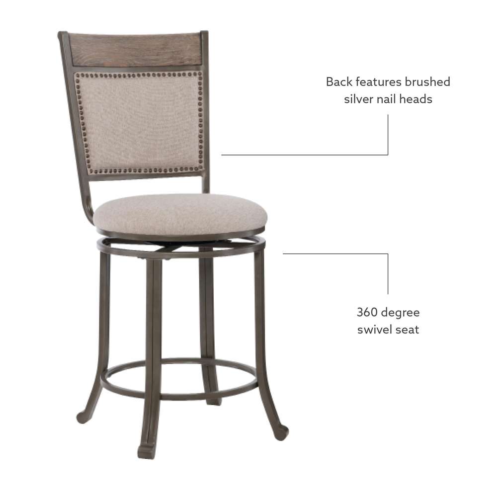 Powell Company - Franklin Swivel Counter Stool, Pewter - D1283B19CS veiw 6