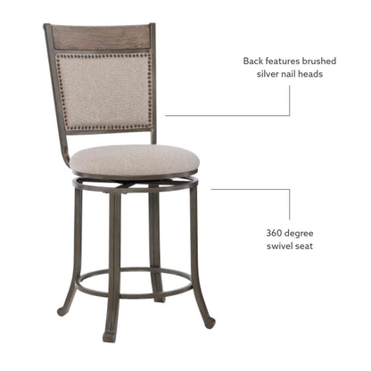 Powell Company - Franklin Swivel Counter Stool, Pewter - D1283B19CS veiw 6
