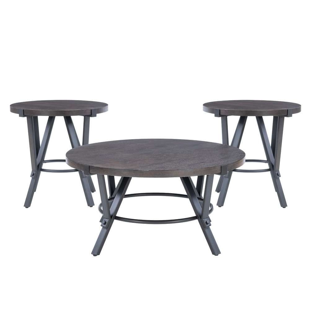 Powell Company - Glenroy 3pc Round Occasional Tables, Charcoal - D1515LA23 veiw 1