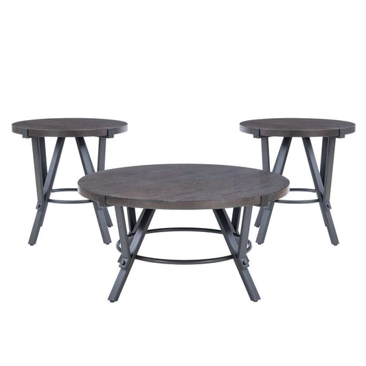 Powell Company - Glenroy 3pc Round Occasional Tables, Charcoal - D1515LA23 veiw 1