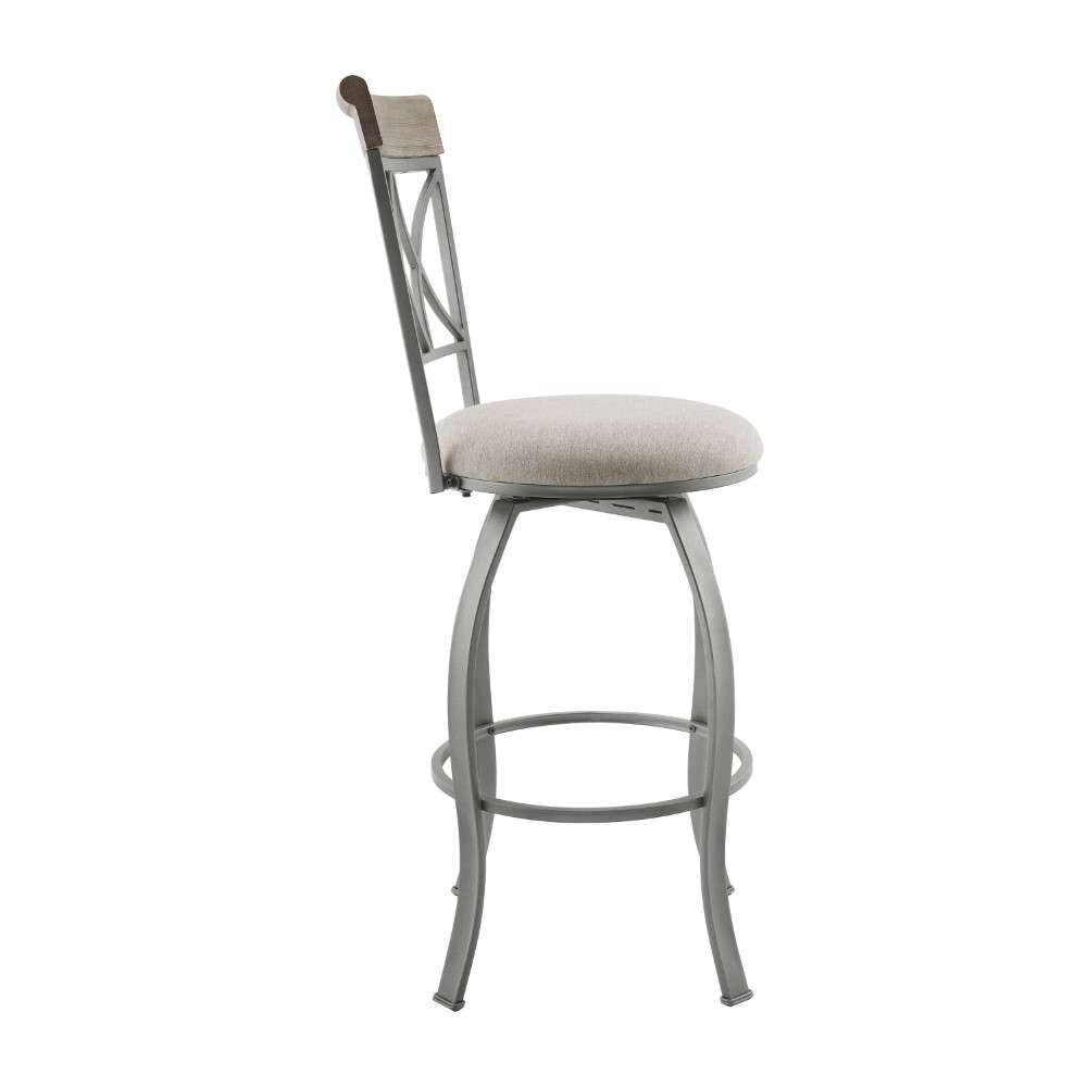 Powell Company - Hamilton Swivel Bar Stool, Pewter/Light Gray Cushion - D1481D21BSP veiw 3