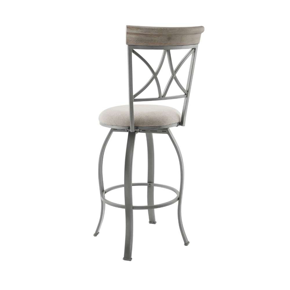 Powell Company - Hamilton Swivel Bar Stool, Pewter/Light Gray Cushion - D1481D21BSP veiw 4