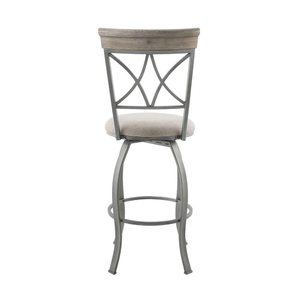 Powell Company - Hamilton Swivel Bar Stool, Pewter/Light Gray Cushion - D1481D21BSP veiw 5