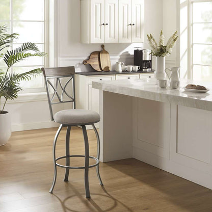Powell Company - Hamilton Swivel Bar Stool, Pewter/Light Gray Cushion - D1481D21BSP veiw 10