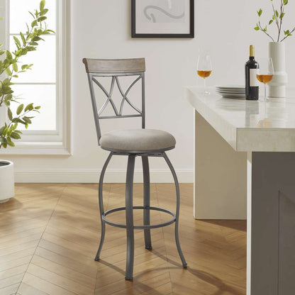 Powell Company - Hamilton Swivel Bar Stool, Pewter/Light Gray Cushion - D1481D21BSP veiw 11