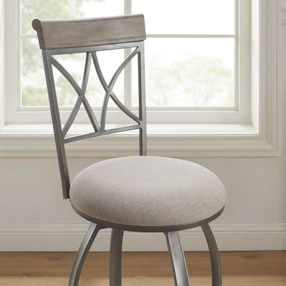 Powell Company - Hamilton Swivel Bar Stool, Pewter/Light Gray Cushion - D1481D21BSP veiw 12