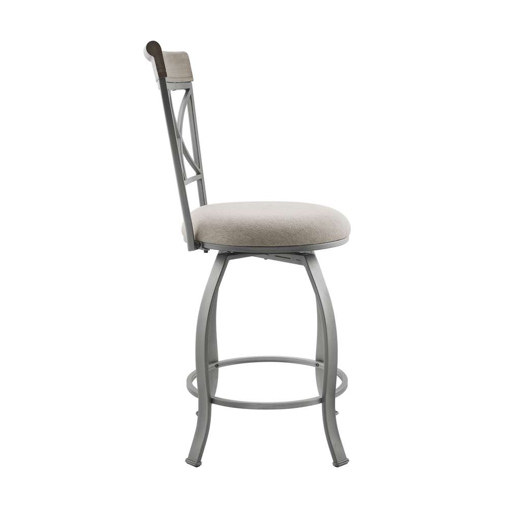 Powell Company - Hamilton Swivel Counter Stool, Pewter/Light Gray Cushion - D1481D21CSP veiw 3
