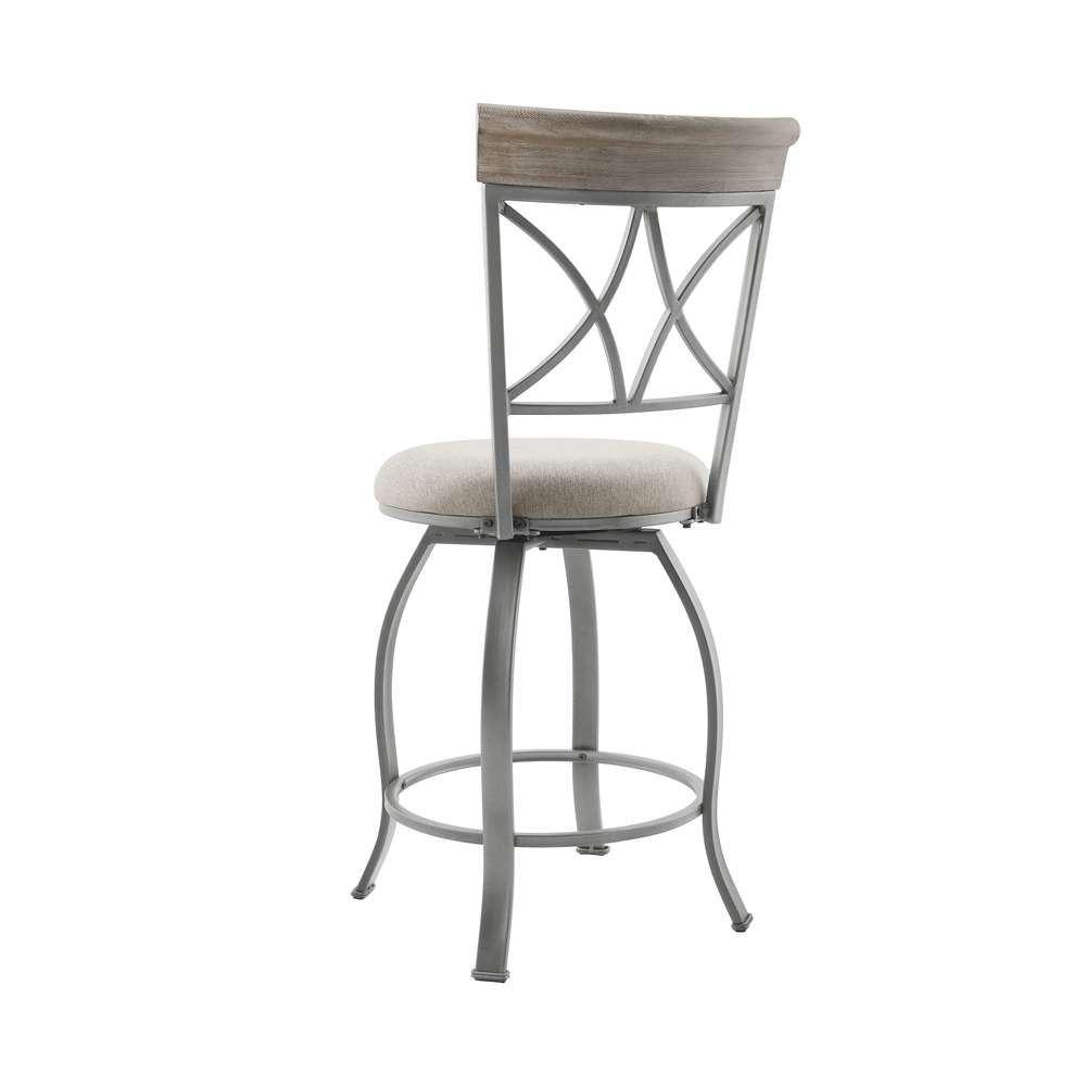 Powell Company - Hamilton Swivel Counter Stool, Pewter/Light Gray Cushion - D1481D21CSP veiw 4