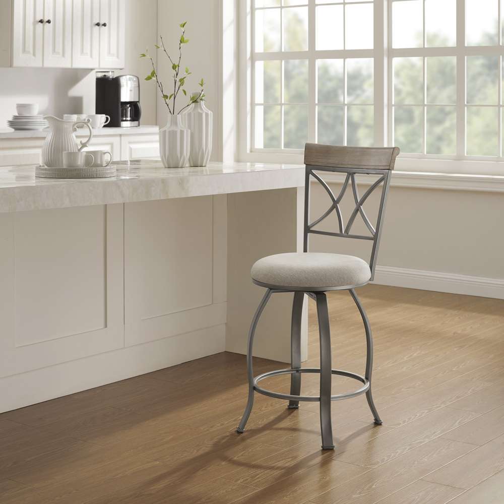 Powell Company - Hamilton Swivel Counter Stool, Pewter/Light Gray Cushion - D1481D21CSP veiw 9
