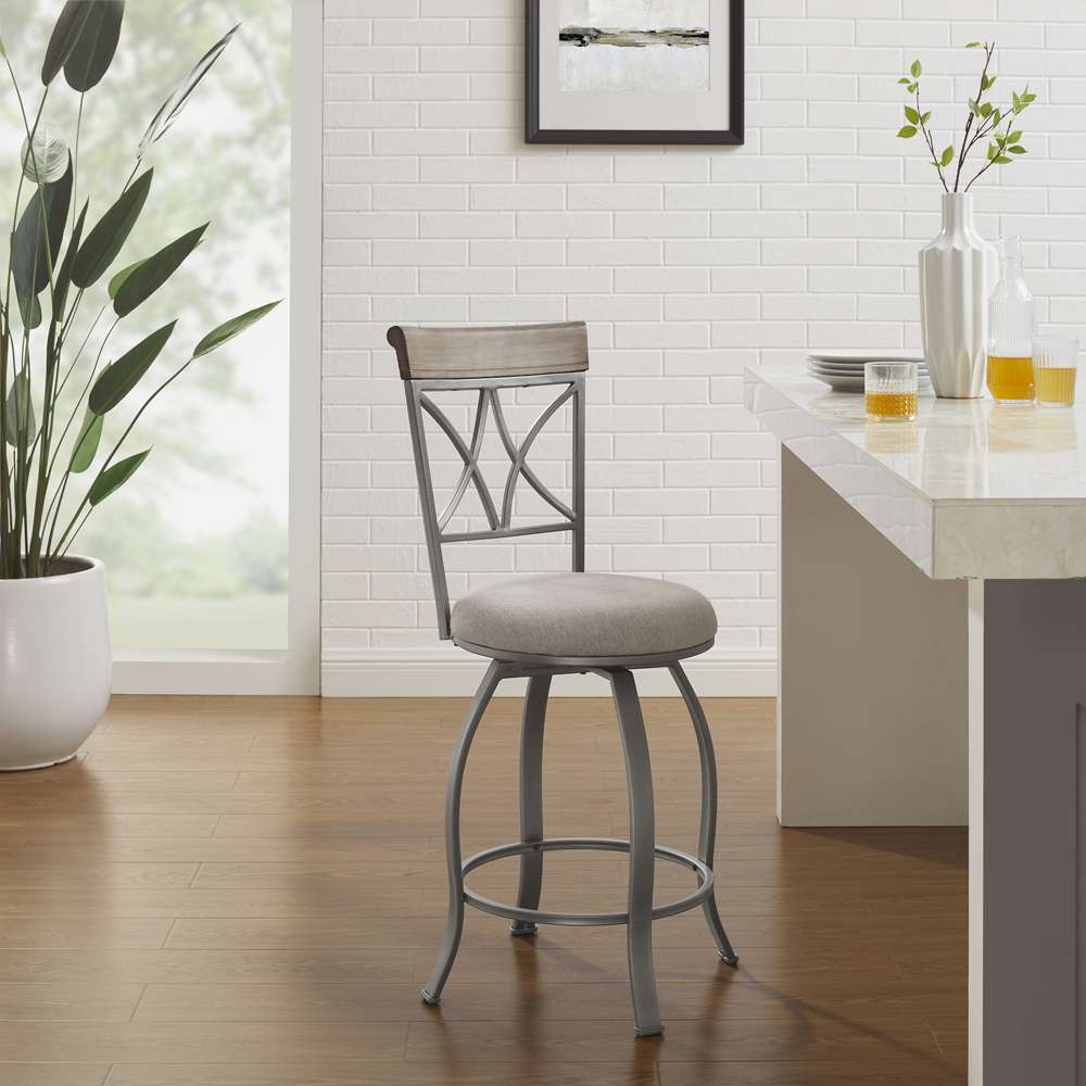 Powell Company - Hamilton Swivel Counter Stool, Pewter/Light Gray Cushion - D1481D21CSP veiw 10