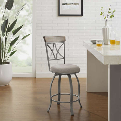 Powell Company - Hamilton Swivel Counter Stool, Pewter/Light Gray Cushion - D1481D21CSP veiw 10