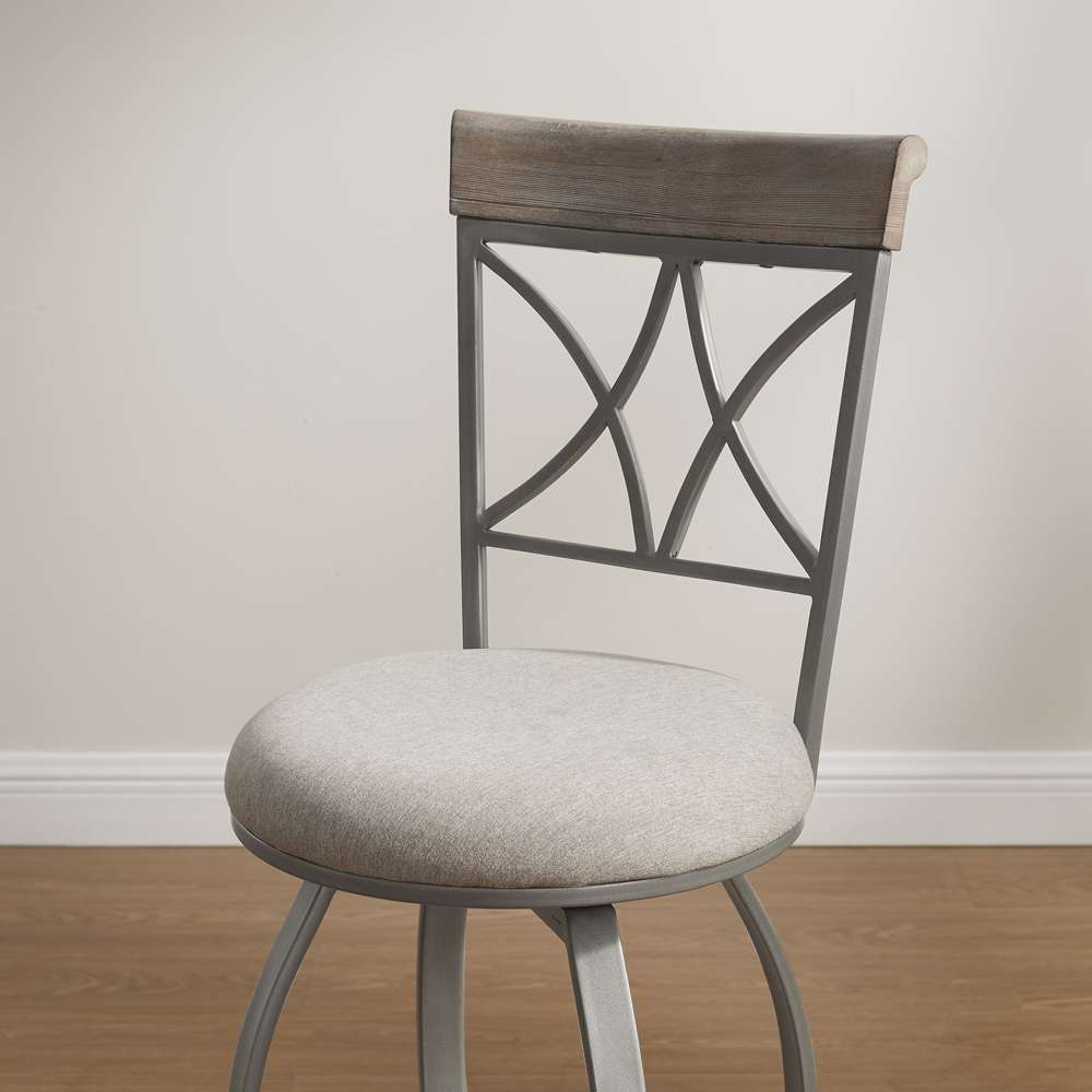 Powell Company - Hamilton Swivel Counter Stool, Pewter/Light Gray Cushion - D1481D21CSP veiw 11