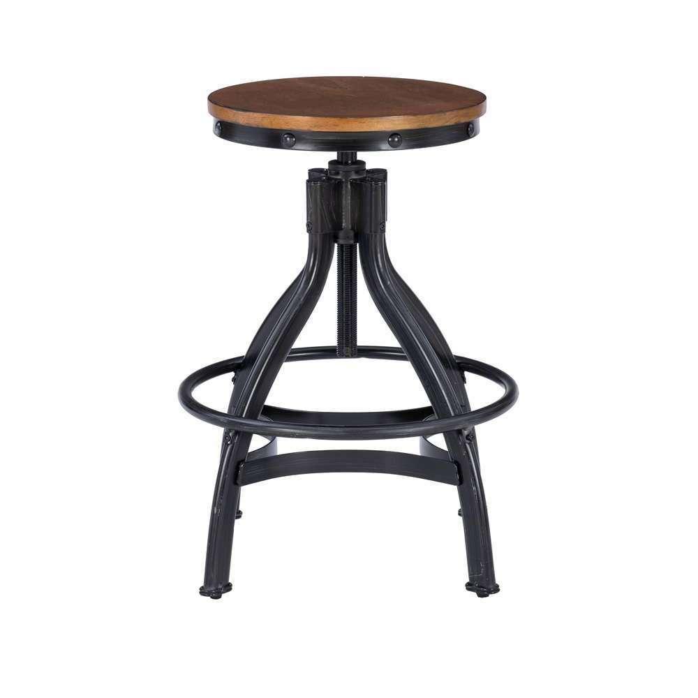 Powell Company - Hawkford Adjustable Height Backless Stool, Gunmetal - D1498LD23STL veiw 2
